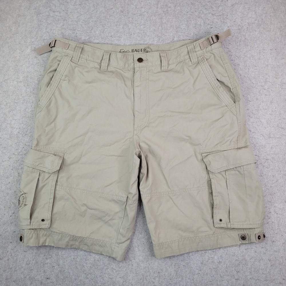 Eddie Bauer Cargo Shorts Mens 40 Canvas Khaki Utility Pockets 12"‎ Ins Workwear